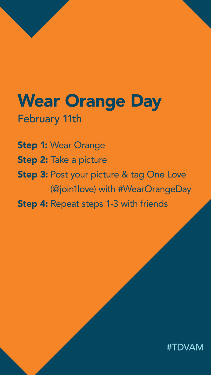 Whether you’ve felt isolated by a friend or been on the receiving end of a partner’s volatile outbursts, we’ve all experienced unhealthy behaviors.  Help us raise awareness about Teen Dating Violence by joining us for #wearorangeday.