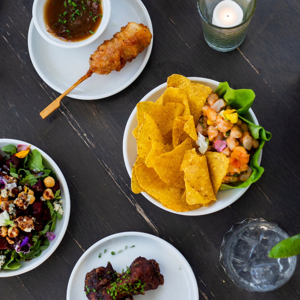 Revel Hour snacks for $6.

Poutine Pogo 
BL Cod Ceviche
Open Sky Chicken Wings 

📷:  Rob Lloyd Photography + @emsburgertour