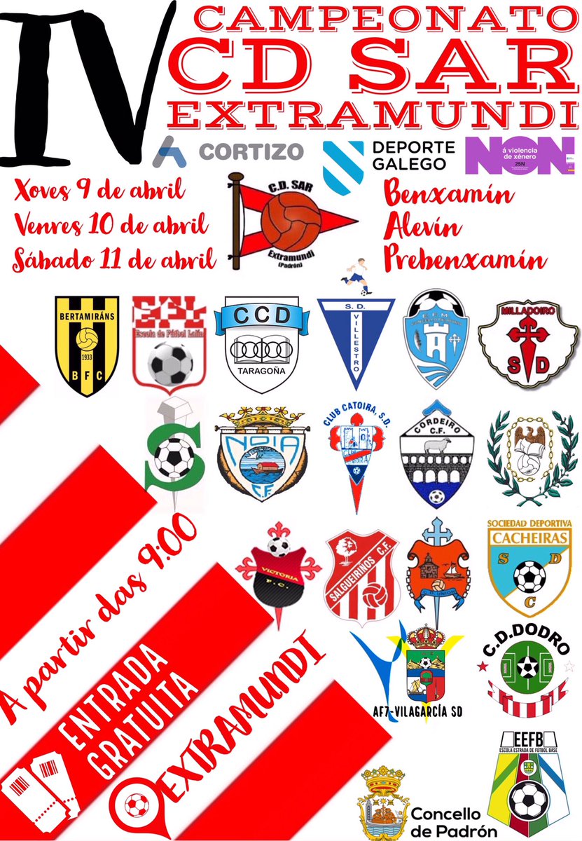 CdSarExtramundi's tweet photo. 🏆🏆Xa temos cerrado o noso IV Campionato de semana santa 🏆🏆
A nosa directiva xa leva uns meses traballando para que o campeonato sala adiante e por fin temos unha listaxe definitiva dos equipos que, en unha ou varias categorías, participarán neste campeonato.
GRAZAS!! https://t.co/DBIpPBorKB