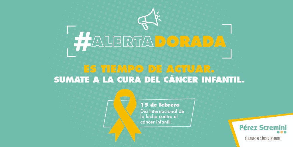 Esta semana, junto a la Fundación Pérez Scremini, nos sumamos a la #AlertaDorada para concientizar sobre la lucha contra el cáncer infantil.
¡Sumate vos también! ¡Usá el hashtag en tus redes sociales! 💪🏽
