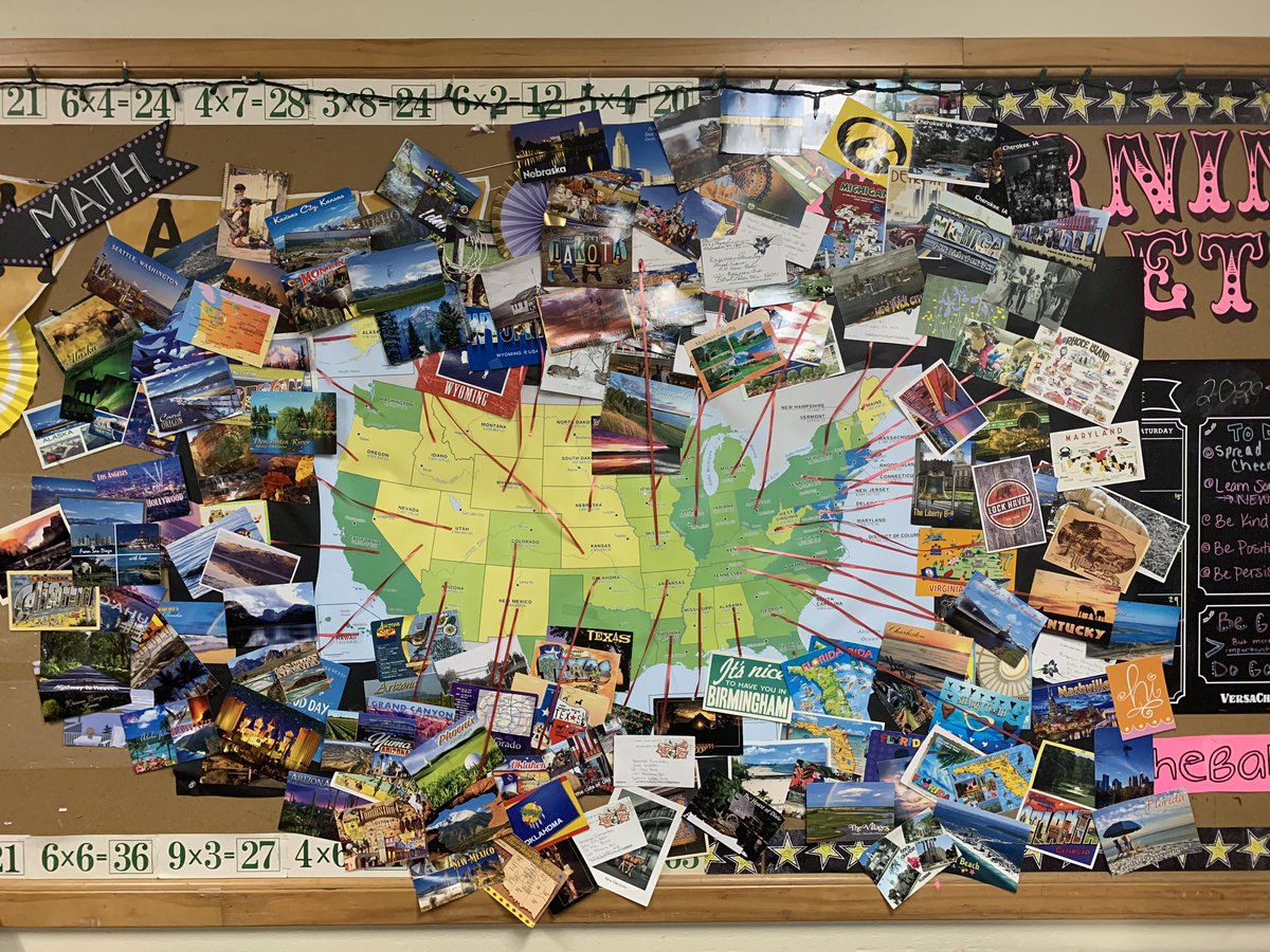 Bahr4th's tweet photo. WoW!!!! This has been such a great way to study the states. We look forward to checking the mail each day! 🥰 #settingtheBahr #DLschools https://t.co/SxzUMYMODc