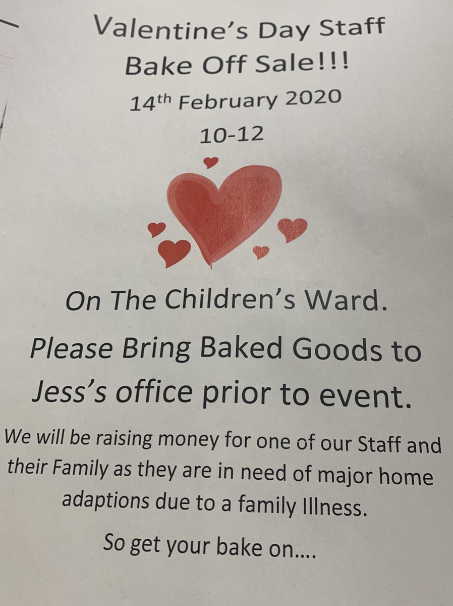 Please come and buy some cakes and help us raise some money for something that means a lot to us on the ward #teampaeds #workfamily <a href="/clarelycett1/">clarelycett</a> <a href="/H8l8nLund/">helen lund</a> <a href="/LucieLloyd/">Lucie Lloyd</a> <a href="/FiFibelle1231/">Fiona McHale</a> @lapeers72 <a href="/LaneJules/">Jules Lane</a> <a href="/cathseagrave/">cathryn seagrave</a> @Wyevalleynhspl1