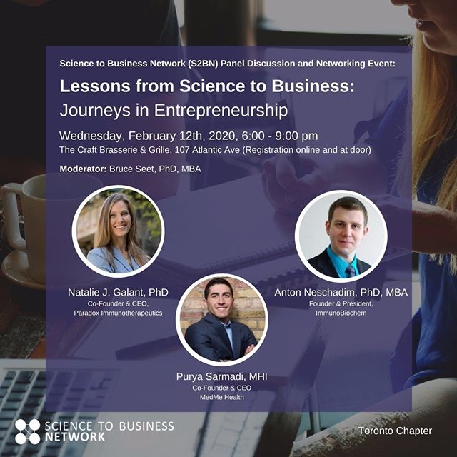 Science to Business Network (S2BN) is holding a panel discussion and networking event this Wednesday. 

Join them as they host a discussion with entrepreneurs sharing their journeys to commercialization!

#innovation #networking #commercialization