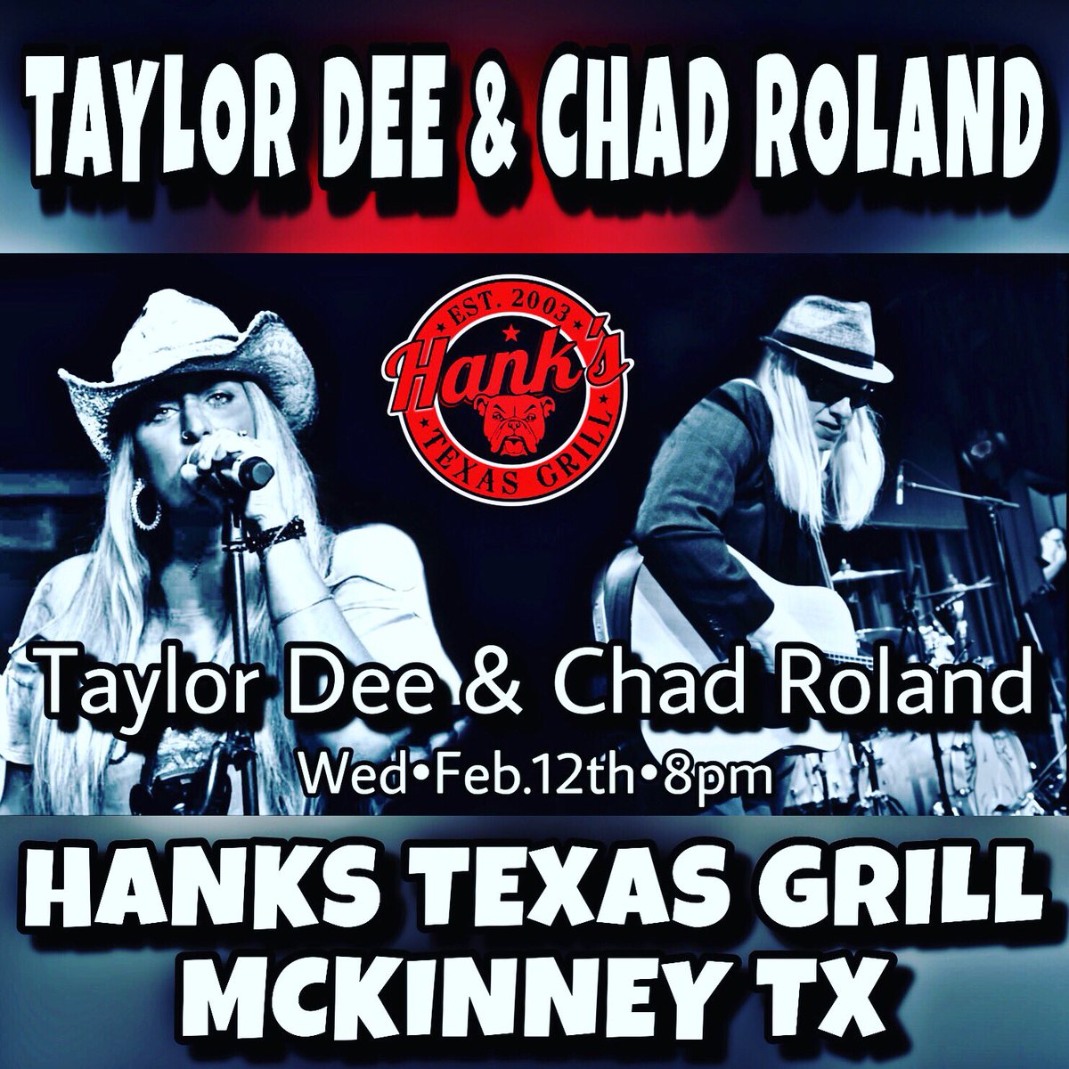 ShaiBerry's tweet photo. ⭐️ Wed. 2/12: Taylor Dee &amp; Chad Roland Live @ Hanks Texas Grill! @TaylorDeeMusic @HanksTexas #texaslivemusic #livemusic #countrymusicscene #musicmedia #shaiberry https://t.co/d6UivOeIXj