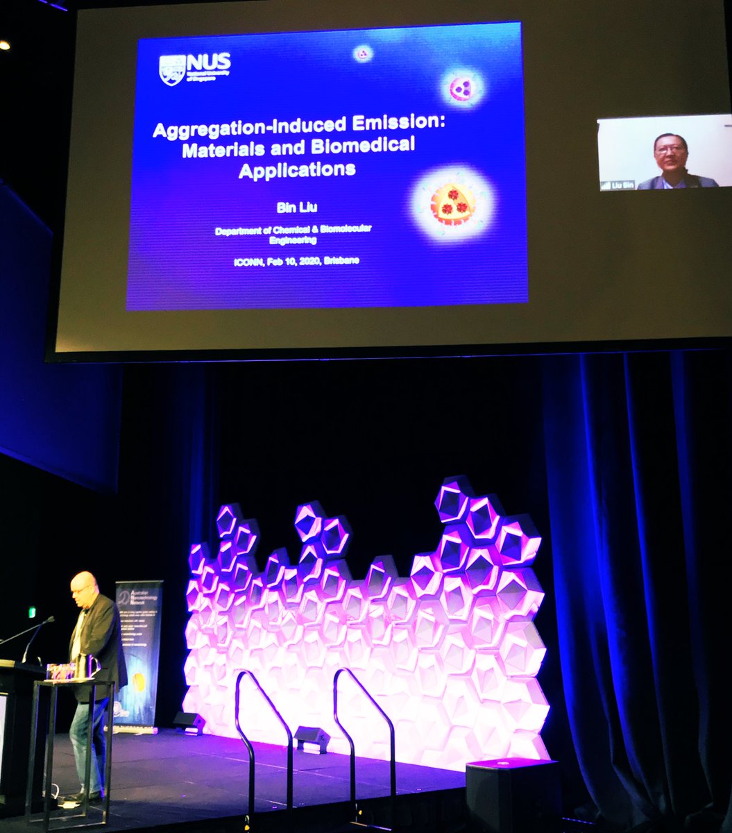 First up at #ICONN2020 is @ACSMatLett #editor Prof. Bin Liu @NUSingapore (by @Skype) giving a plenary address on aggregation-induced emission #nano #materials #AIE