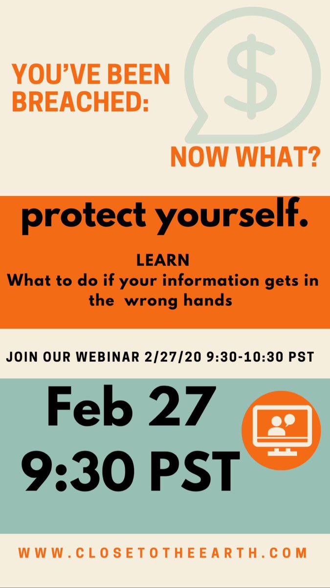 Protect yourself. We have heard about Target and Equifax being breeches. Now thieves are using that personal information to take advantage. #databreech #darkweb But, we can prevent being victimized! Come to our free webinar calendly.com/closetotheeart…