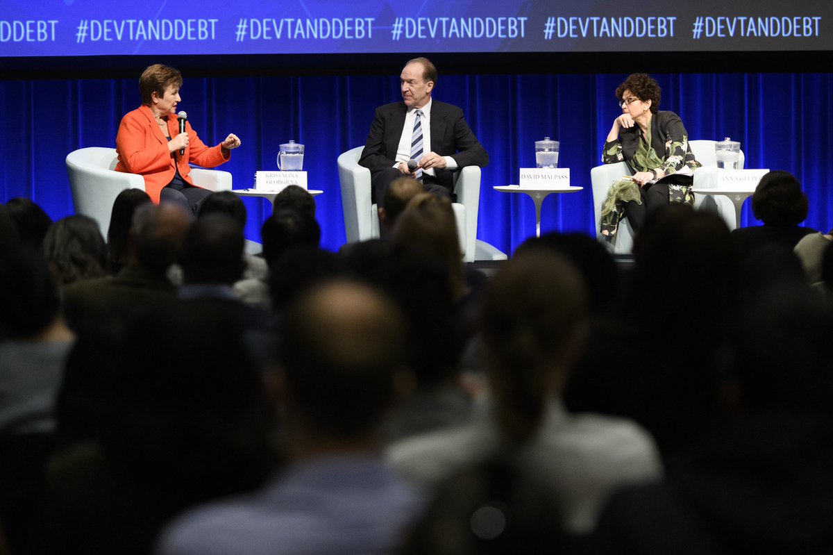 DavidRMalpass's tweet photo. Pleased to have @KGeorgieva back at the @WorldBank Group for our excellent talk on debt & investment transparency.
Non-transparent debt fuels inequality & underfunds urgent needs. Distortions grow when some MDBs over-lend & central banks buy long-term gov’t debt.
#DevtandDebt https://t.co/yrDaYI689o