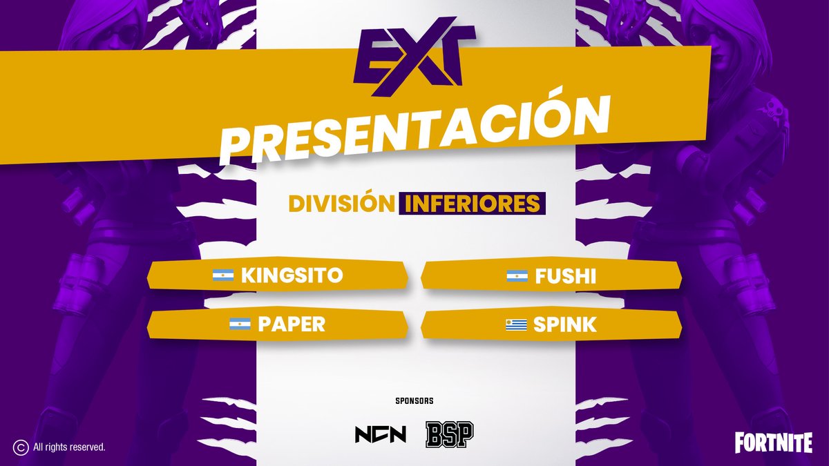 ExteorityGaming's tweet photo. 📣¡Termino la espera!
Estamos muy contentos de anunciar a nuestros primeros 4 fichajes para inferiores de #Fortnite.
¡Bienvenidos!
#GoExteority https://t.co/vXe3IOzTAa