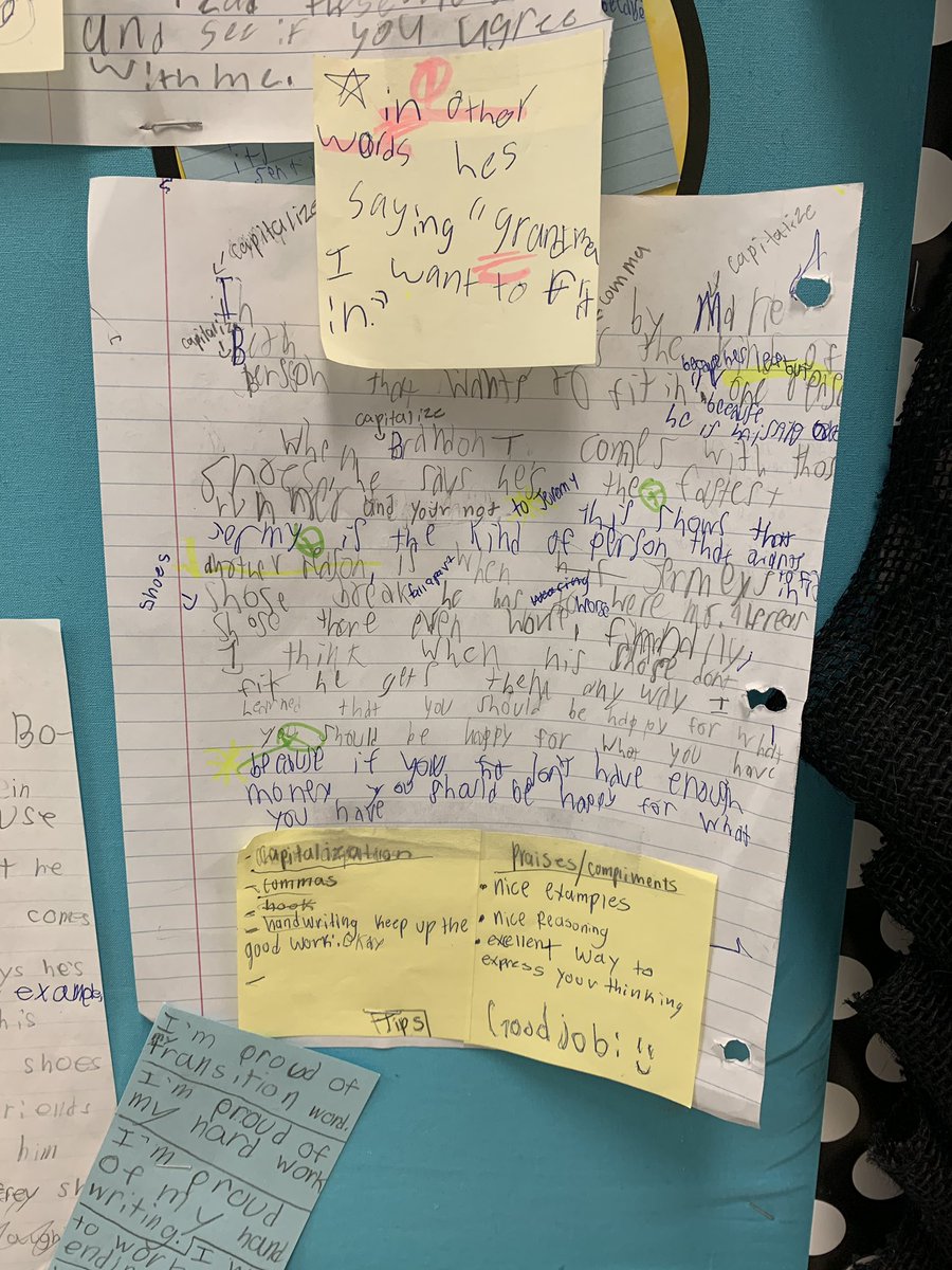 JoleneMoeser's tweet photo. Stop & think. Do you celebrate the process of revision for all to see? 3rd writers celebrate the process of writing by sharing their revisions, reflecting on their goals & setting new ones! Ready for Bend 2 of Baby Lit Essay. @MissR_Duello #duelearns #tcrwp https://t.co/GOdjFcDtCg