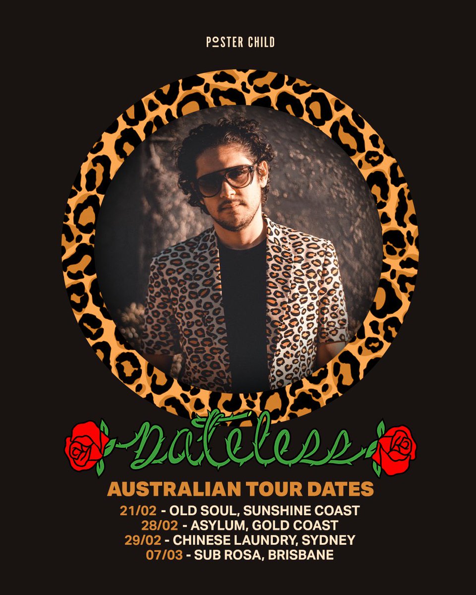 Rhythm junkie @DatelessMusic returns to Australia next weekend for a select run of shows 🌹🌹🌹

------ Tour Dates ------

February/March 2020

Fri 21/02 - Old Soul, Maroochydore
Fri 28/02 - Asylum, Gold Coast
Sat 29/02 - Chinese Laundry, Sydney
Sat 07/03 - Sub Rosa, Brisbane