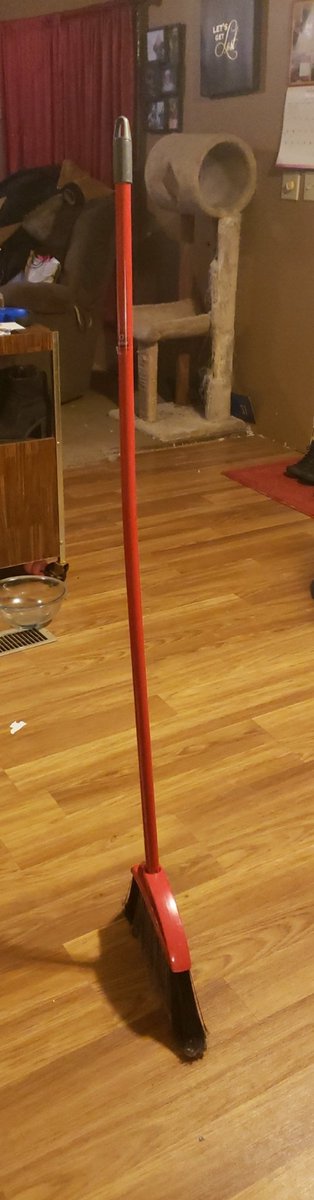 _hellobee's tweet photo. K ignore my messy house but physics or not, my mind was still kinda blown doing this. 🥴 it's the little things 😂😂 #broomchallenge https://t.co/kuSz6nxYBH