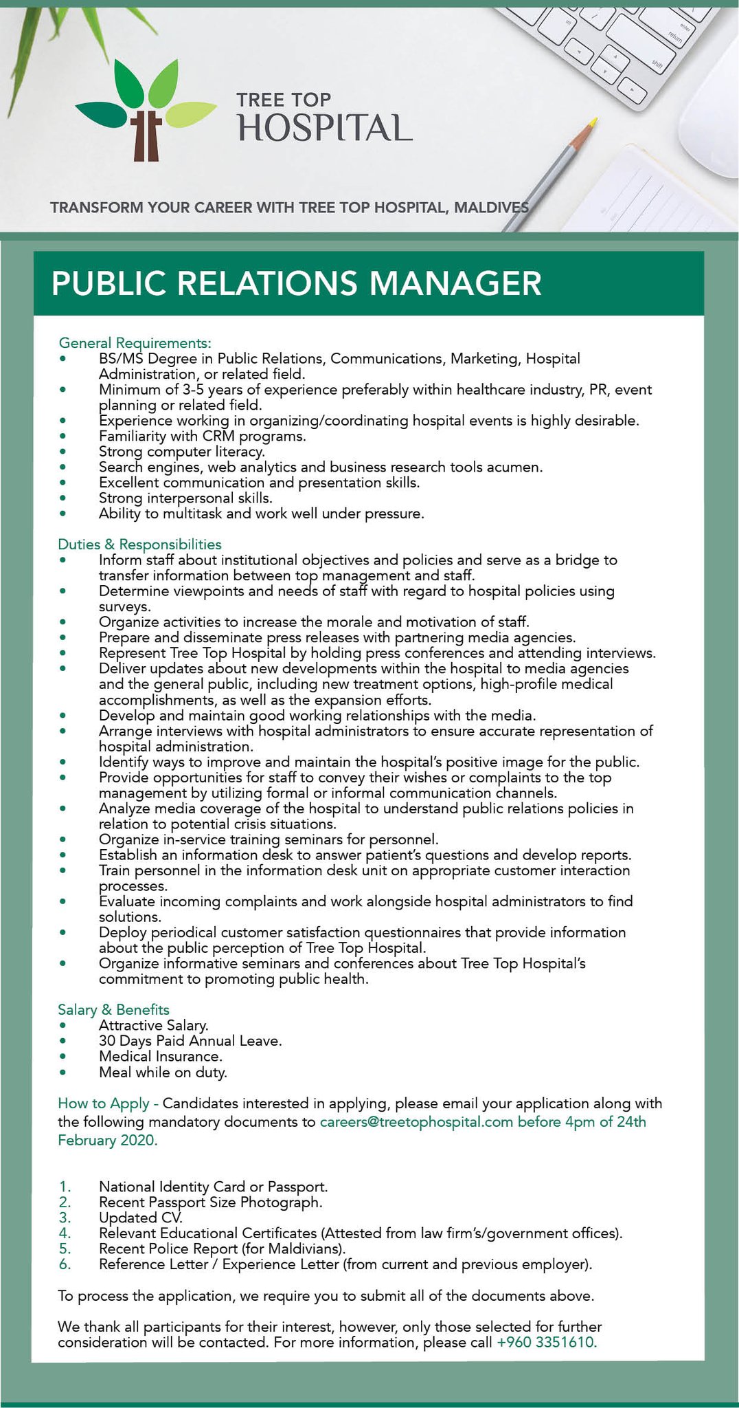 Tree Top Hospital on Twitter "Career opportunity at Tree Top Hospital