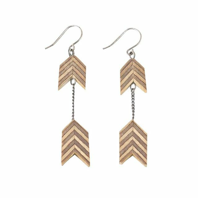 The Double Arrow Earrings from @timberlinejewelry hang daringly with a style that combines natural wood with geometric angles. These gems salvaged in the making of furniture feature versatile tones and texture. ift.tt/2Hb8QqJ