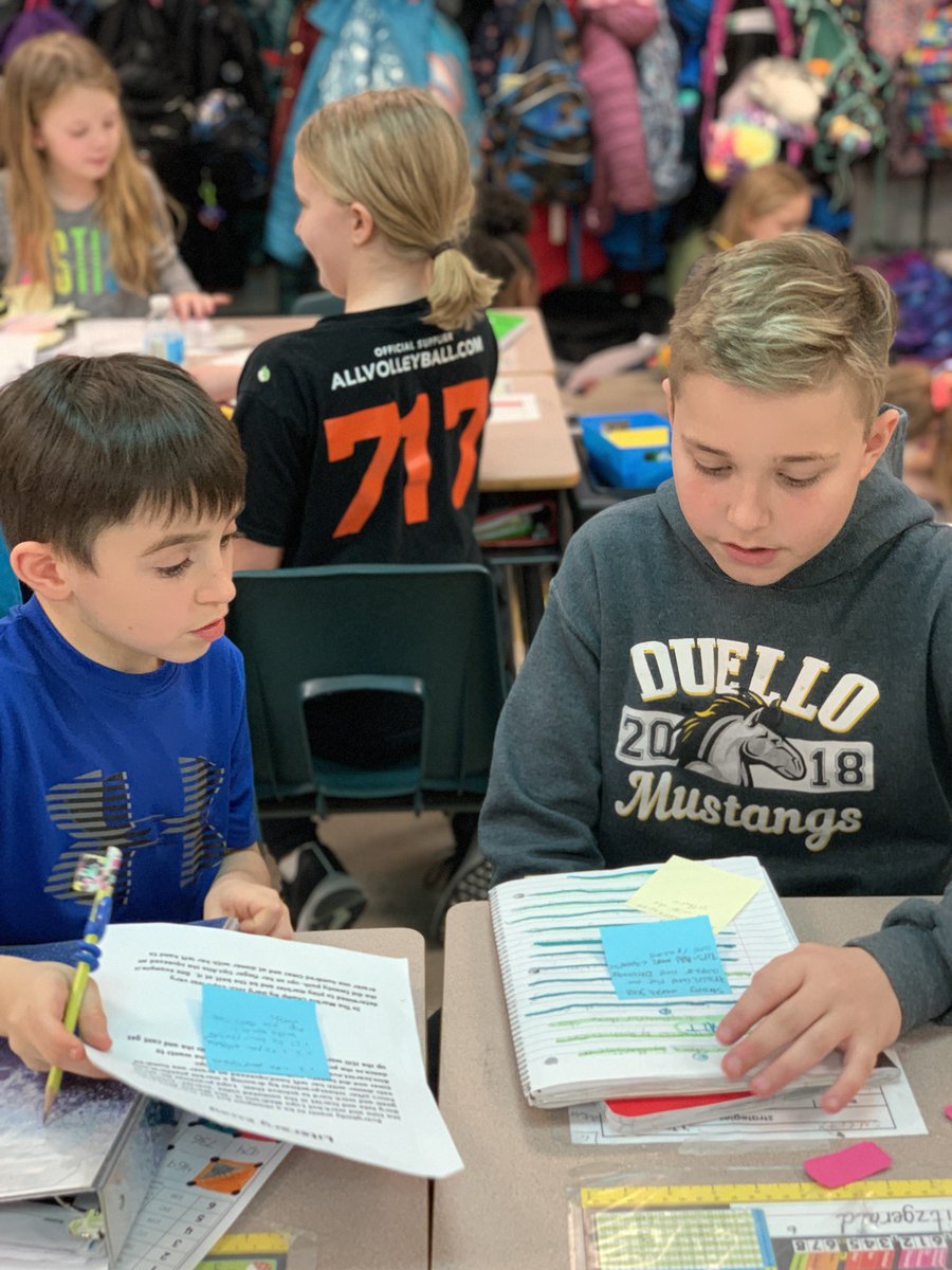 JoleneMoeser's tweet photo. See the power of mini-celebrations of the writing process! @MissR_Duello @sanders4th 3rd & 5th writers read each other’s writing like gold, give compliments & offer tips to make their literary essays even stronger. #duelearns #tcrwp https://t.co/qPx30gQYSd