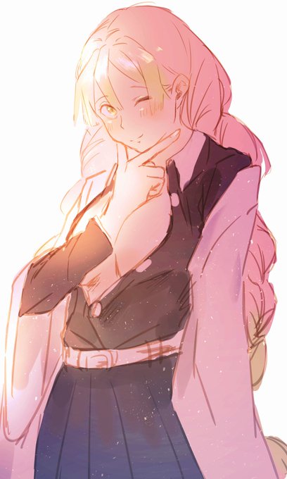むかみさんがTwitterに投稿した甘露寺蜜璃(鬼滅の刃)のイラスト。