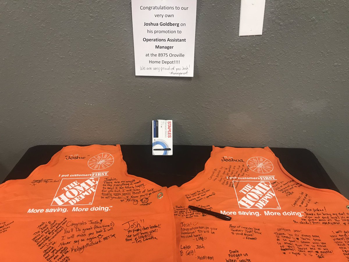 lorettaTHD's tweet photo. Congratulations Joshie on your promotion to Ops manager for Oroville! Keep it up buddy!! https://t.co/bUk66bFDPi
