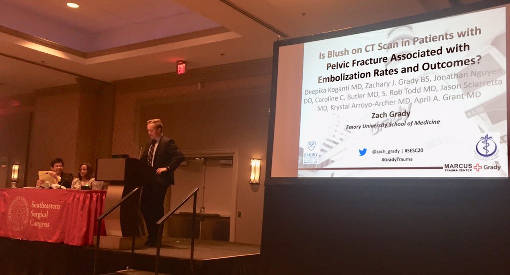 This guy <a href="/zach_grady/">Zach Grady, MD</a> knocked it out of the park today presenting the work he and <a href="/deepikoganti/">Deepika Koganti</a> have been doing! <a href="/zach_grady/">Zach Grady, MD</a> #GradyTrauma  #SESC20 <a href="/EmorySurgery/">Emory Surgery</a> <a href="/MSMEDU/">Morehouse School of Medicine</a> @ccbutler_md <a href="/TraumaNguyener/">Jonathan Nguyen, DO</a> <a href="/RandiSmithMD/">Randi Smith</a> <a href="/krystal_archer/">Krystal Archer</a>