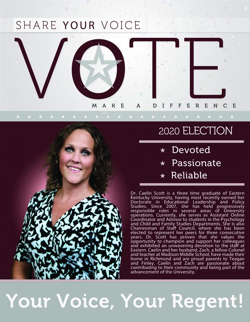 CaelinB13's tweet photo. Excited for the opportunity to run for #EKU Staff Regent! I would be honored to serve EKU Staff and be an active voice on the Board. I look forward to the Staff Regent forum on Wednesday to hear questions and concerns from our employees #GoColonels https://t.co/uUPC3e5uVI