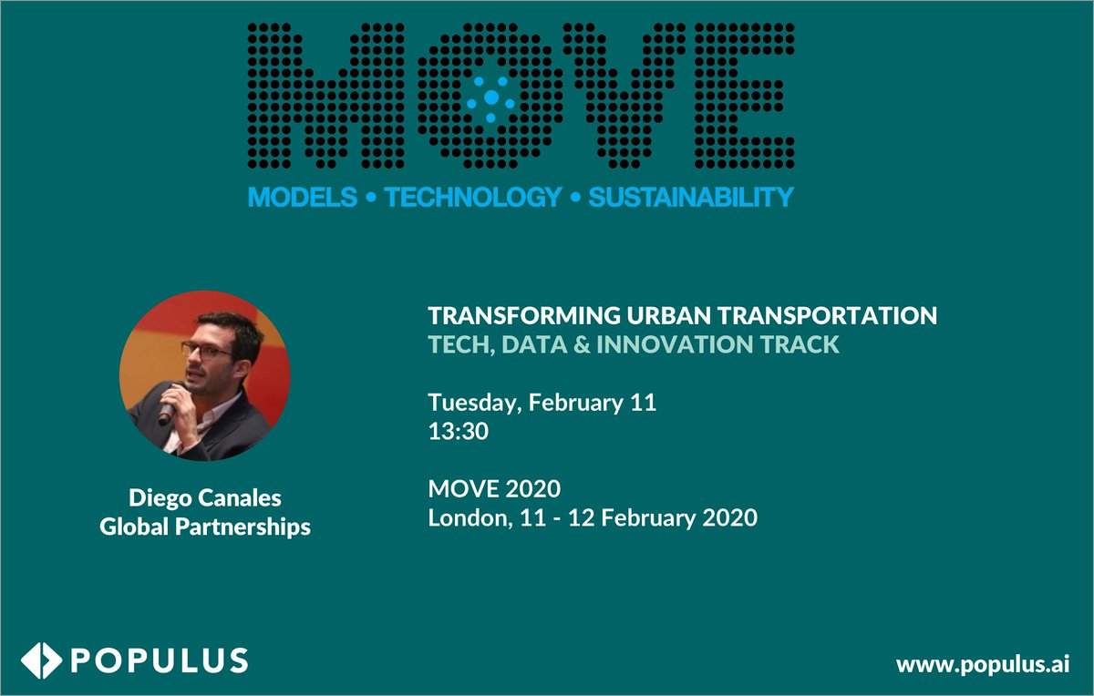 populus_ai's tweet image. Up next, Populus Global Partnerships Manager Diego Canales @canaless will take the #MOVE2020 London stage for a talk on #mobility data and #cities

Tue, 2/11 | 13:30