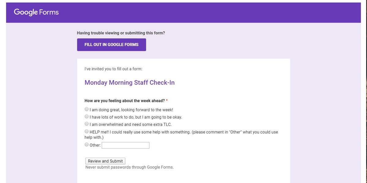 The BEST idea I have implemented in years!! The simplest and easiest too. Check it out:

The Power and Simplicity of a Weekly Staff Check-In
allysonapsey.com/2020/02/10/the…

#SerendipityEDU