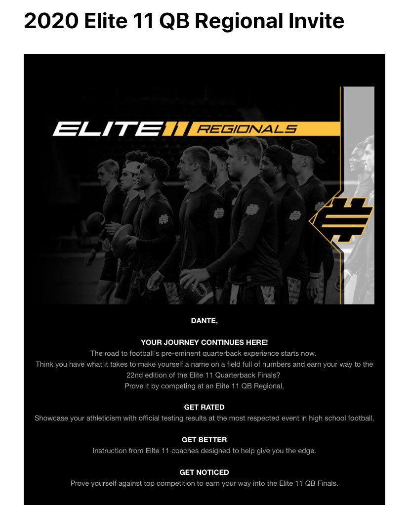 Thankful to receive an invite to an @Elite11 regional!
