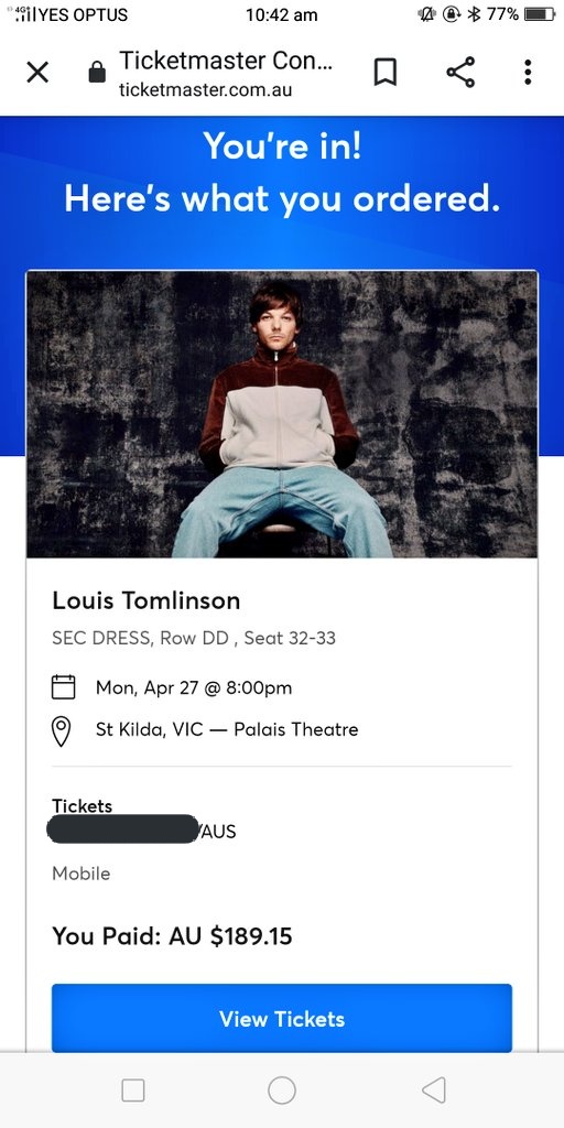 So me and @ZaraLuu2580 got tickets to see @Louis_Tomlinson  and we're so excited, they were almost gone. #Lastminutetickets #LouisTomlinson #Walls #louistomlinson2020 
Now we have to travel to Melbourne from Adelaide. Thanks Louis x