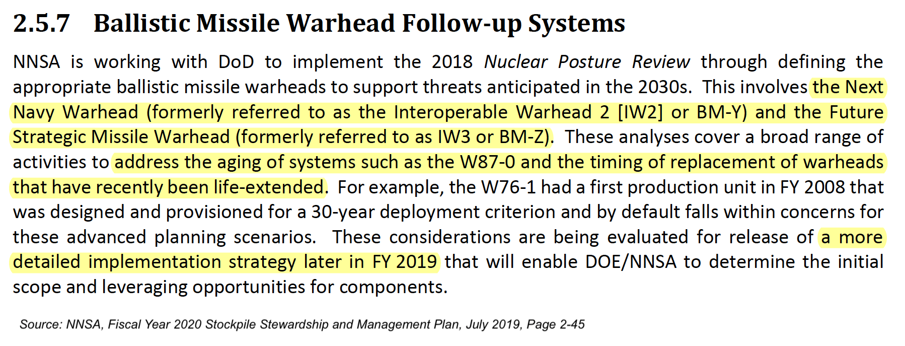 Hans Kristensen on X: Timelines indicate the new W93 warhead fits what  used to be called the Interoperable Warhead-2 (IW-2) and later the “Next  Navy Warhead.” But new designation indicates something more