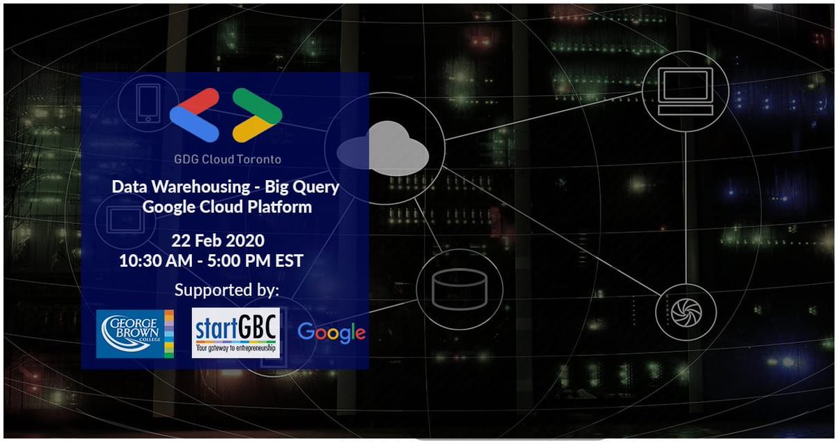 gdgcloudtoronto's tweet photo. Want to handle today’s explosive data growth, run advanced analytics, or scale quickly &amp; cost-effectively? Register now and learn for Google Data Warehousing - Big Query hands on workshop on 22 Feb 2020. 10.30 AM ET https://t.co/H3seSkDwWp #GDGCloudToronto @googlecanada @startGBC https://t.co/rTs1lJqGhY