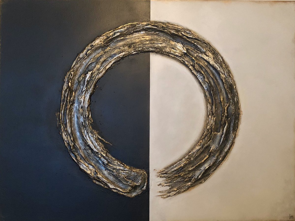 New commission winging its way to a special client in LA! “Enso” 40”x30” sculptural on panel. #style #interiordesign #abstractartist #britishartist #austinartist #ukgiftam #acrylicart #sculptural #metallicart #enso #blackandwhiteart #artist #design #interiordesign
