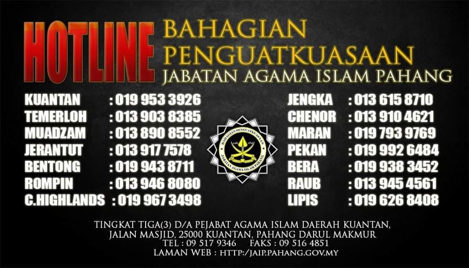 Rela Daerah Jerantut On Twitter Rt Pahang Media Perhatian No Hotline Penguatkuasa Agama Pahang Sebarang Aduan Berkaitan Jenayah Syariah Boleh Kemukakan Ke Talian Seperti Dibawah Kerjasama Anda Amat Dihargai Kerajaannegeripahang