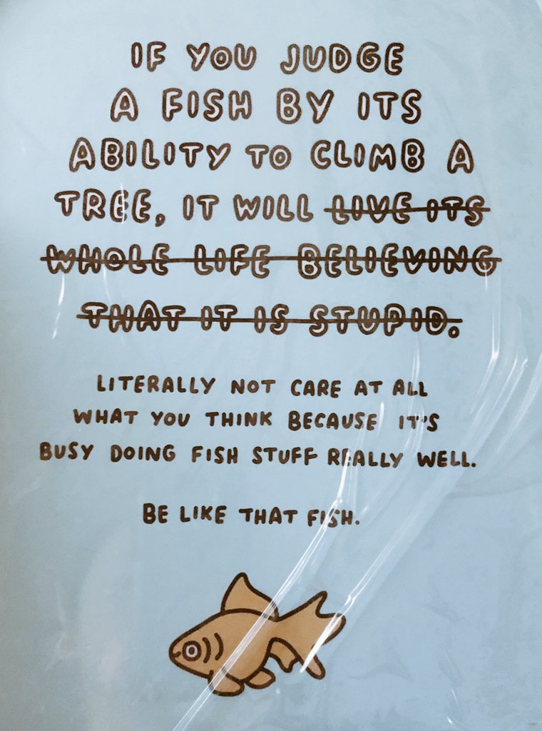 MrsNWhite's tweet photo. Saw this and loved it... yep! I like being different because I don't like comparisons. We all have different gifts! #fishstuff #thiefofjoy https://t.co/ZwpW6AfuQV