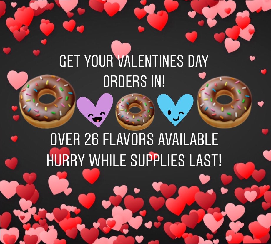 diablodoughnuts's tweet photo. 🚨PSA🚨Placing an order now is a must! We will sell out. It’s Friday and Valentine’s Day. Don’t miss out.💕🍩💋Thanks Diablo crue #whattoget #diablodoughnuts #vdaypresent #officesuperstar #thebestbae #numberone #lovecomesfromthestomach #maytheoddsbeeverinyourfavor https://t.co/KGJUQQCpeF