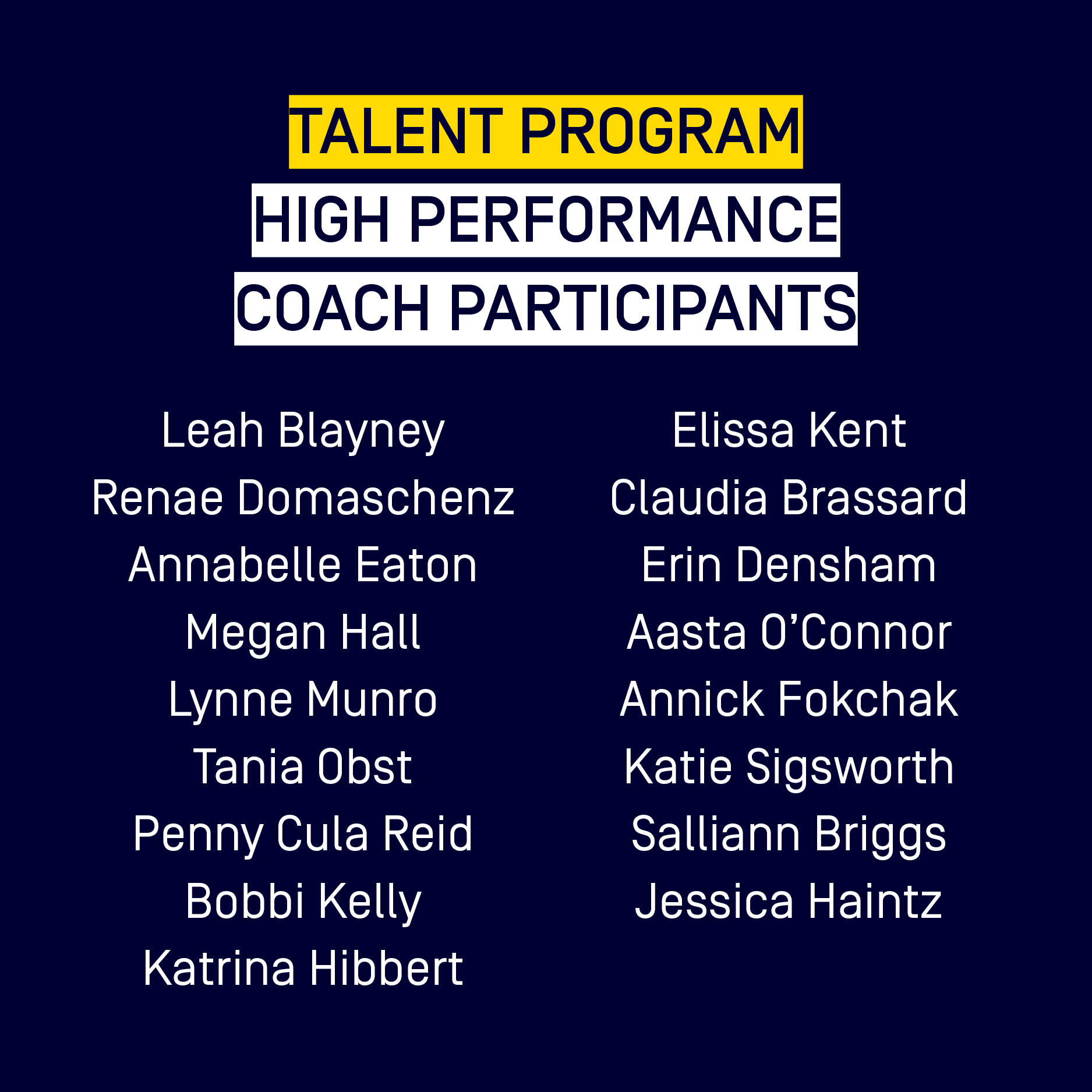 Australian Institute Of Sport We Re Excited To Reveal The Aistalentprogram High Performance Coach Participants For Supported By Sportaustralia Amp The Officeforwomen Find Out More T Co Npje9spifa T Co