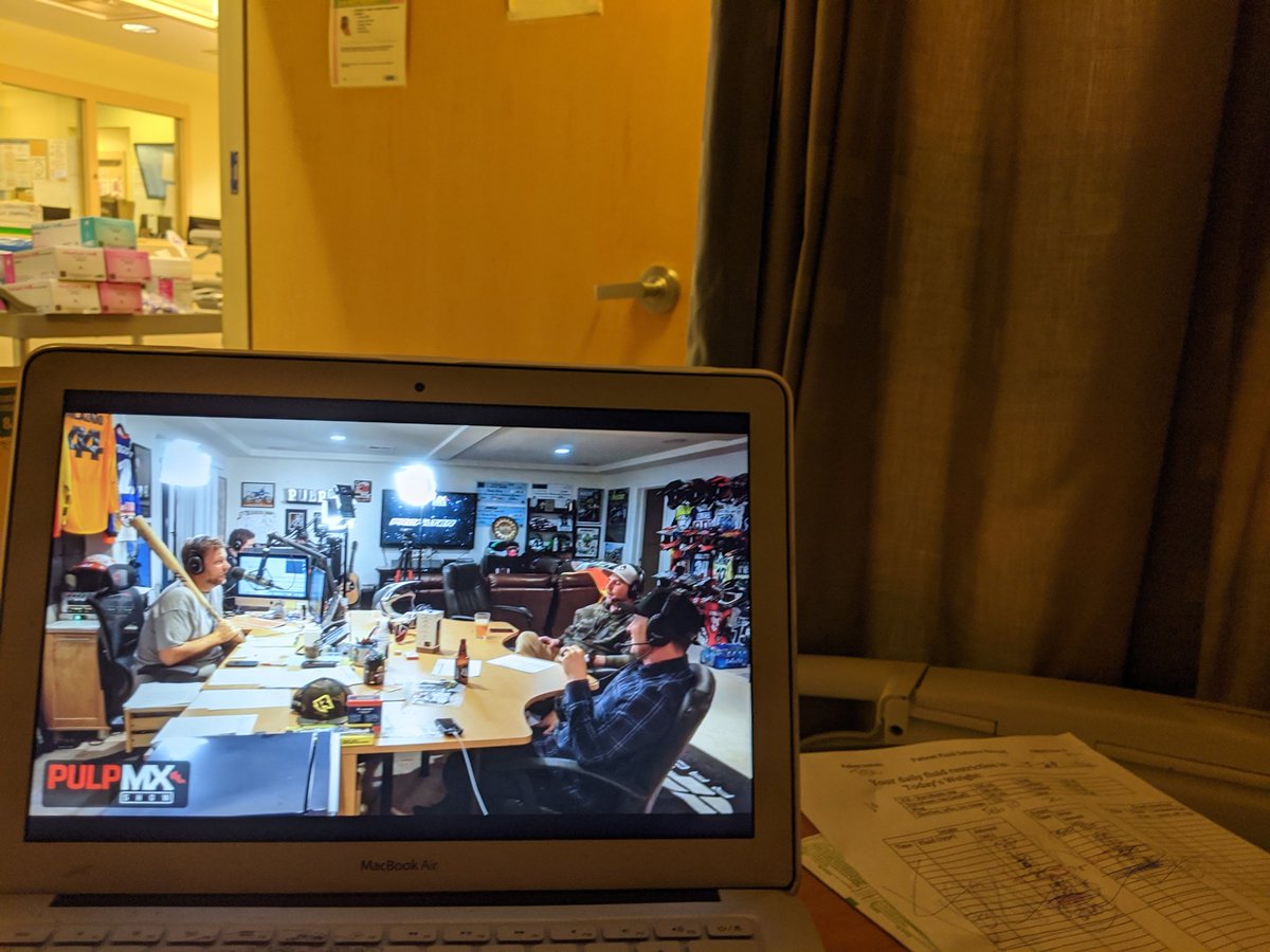 This makes the hospital stay sooo much better!!! <a href="/PulpmxShow/">Pulpmx Show</a> with some awesome guys!! <a href="/pulpmx/">Steve Matthes</a>, <a href="/imtravismarx/">Travis Marx</a> , <a href="/jakeweimer12/">Jake Weimer</a> and DB. pic.x.com/q9f45BxA0P