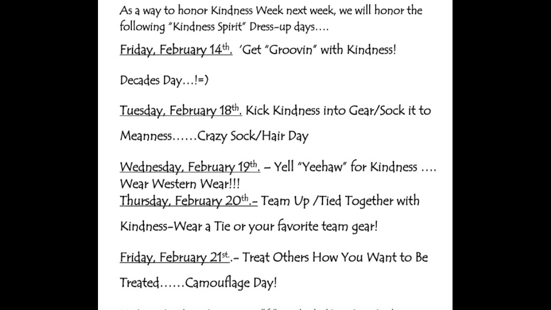 We are kicking off Kindness Week this Friday!! Get "Groovin" with Kindness!!❤️❤️❤️ Decades Day!@ruthcherryint