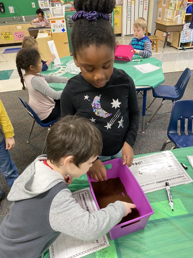 k5richardson's tweet photo. Starbooks literacy centers with coffee beans and grounds 🤩 #wearegreenbrier #schoolofkindness https://t.co/ZAfuIUrMXO