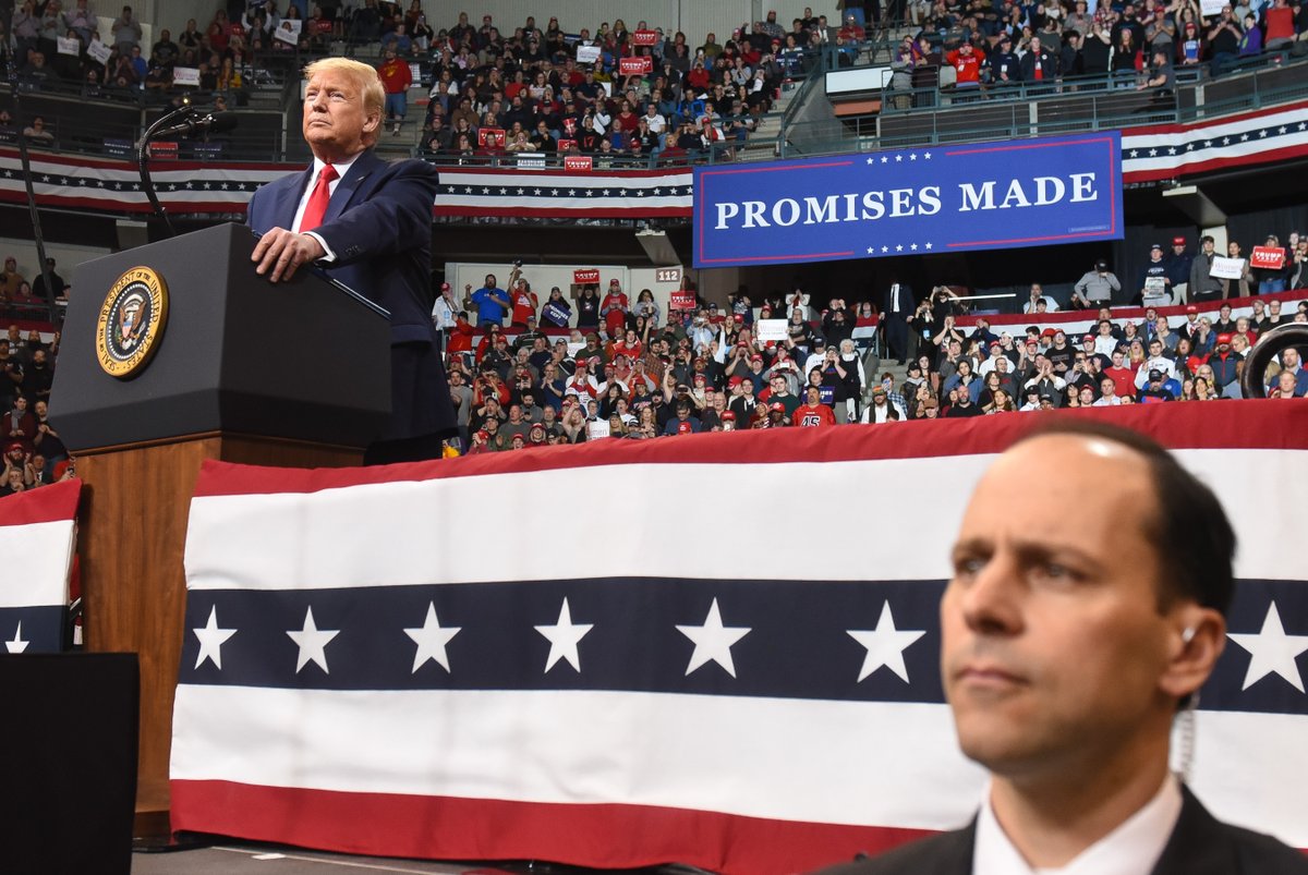 .@UnionLeader SNHU Arena was packed for President Donald Trump tonight, just before Tuesday's primary. #fitn #votersfirst