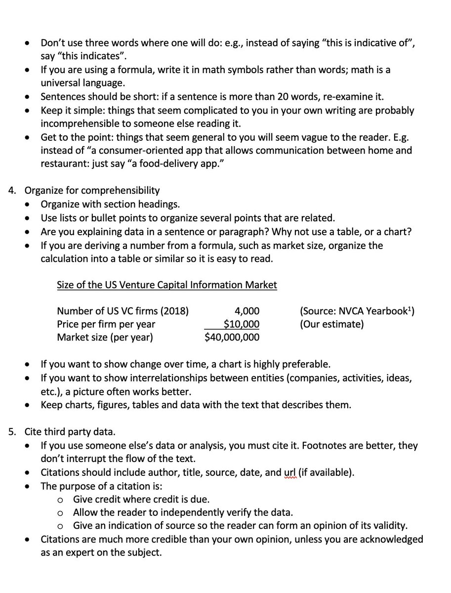 I took your comments on business writing, read the books you told me to read, and have summarized it all in two pages because no one has time to read all that. (This is to give my students.) First draft, suggestions welcome.