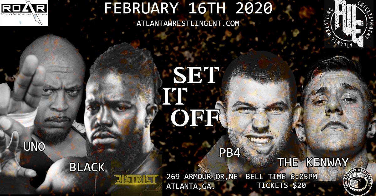 ATLWrestling's tweet photo. This Sunday @districtatlanta

@BlackCloudJB and @BlacklistUno 
Vs @Kenwayb4night and BP4 https://t.co/XTUgoDBWte