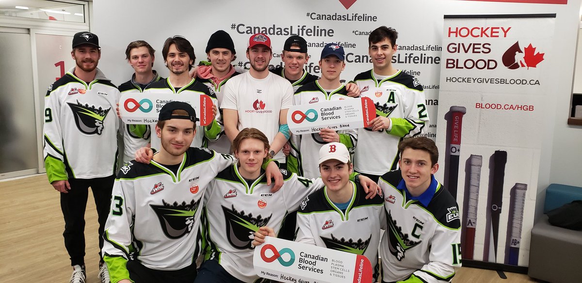 Lead by our <a href="/hkygivesblood/">Hockey Gives Blood</a> Player Ambassador <a href="/ethanmcap/">Ethan Cap</a>, we stopped by Canadian Blood Services and helped fill <a href="/CanadasLifeline/">Canadian Blood Services</a>!