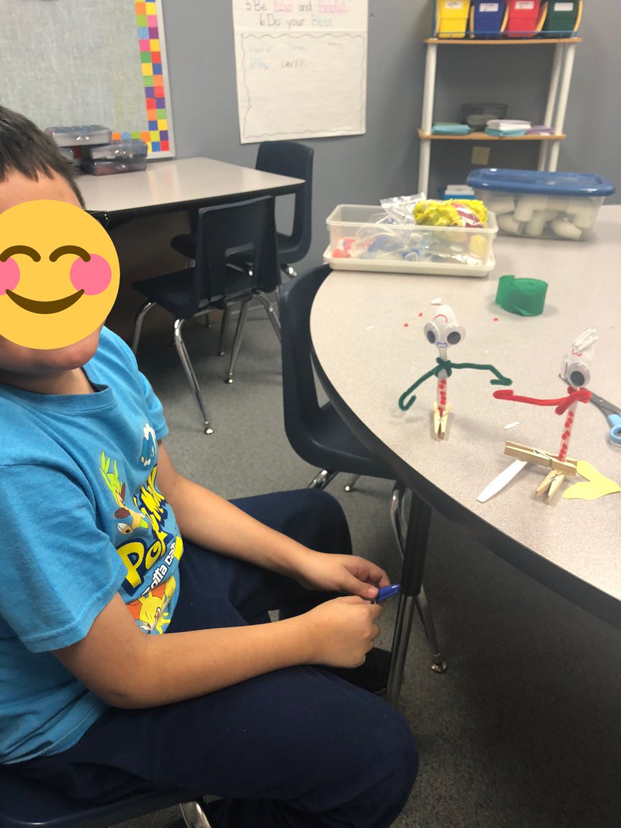 One of my students chose arts and crafts as a reward for reaching his goal. Look how cute his characters came out. #dyslexiaismysuperpower. #tesbulldogs. #tesgreatness