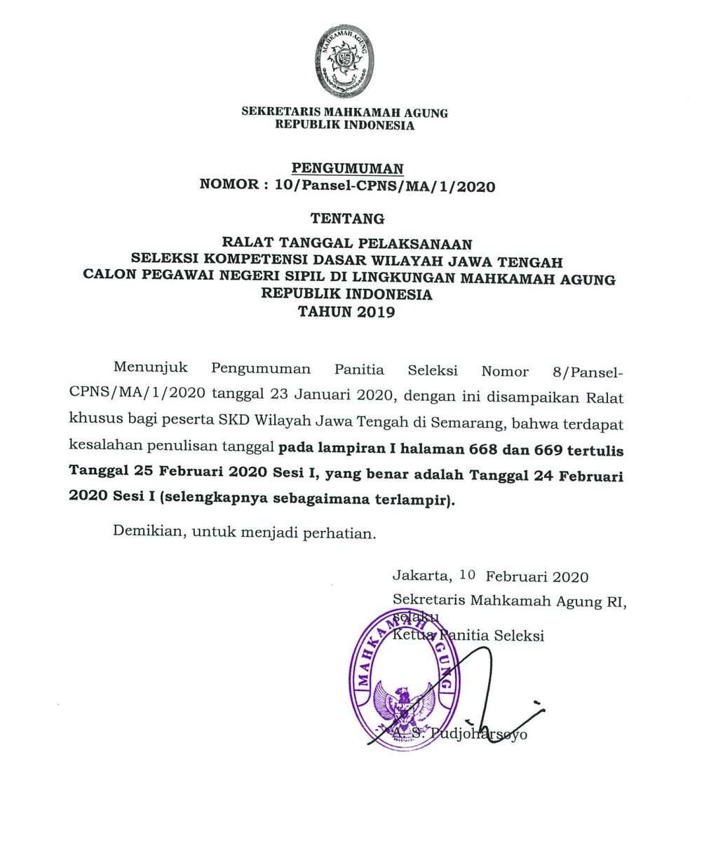 Cpns 2020 Mahkamah Agung Informasi CPNS/ASN