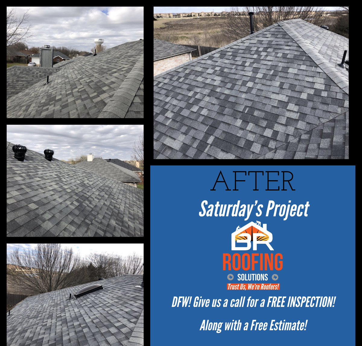 BRRoofSolutions's tweet photo. Would you look at those Duration Estate Gray Shingles! 😍😍😍 Give us a call today! We’ll give your roof a total makeover 😎👍🏼 Trust Us, We’re Roofers! 🔨💪🏼😎 #Mansfield #Arlington #DFW #LocalRoofers #FamilyOwnedAndOperated #TrustUsWereRoofers ⛈☔️💨 https://t.co/sGUiNosdlW