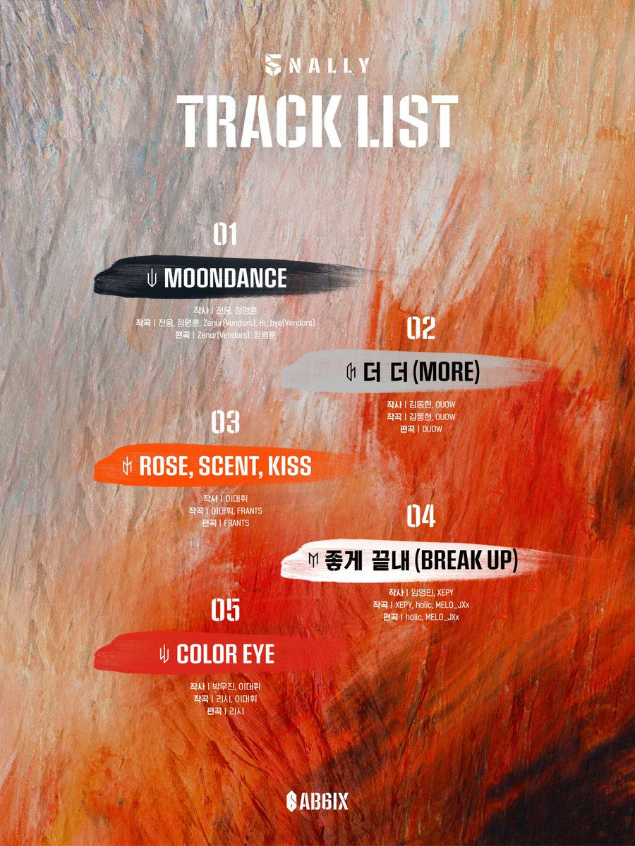 AB6IX's tweet photo. [#AB6IX] AB6IX DIGITAL EP [5NALLY] TRACK LIST

2020.02.13 6PM RELEASE

#5NALLY #에이비식스 #임영민 #전웅 #김동현 #박우진 #이대휘 #브랜뉴뮤직 #BRANDNEWMUSIC https://t.co/hUzbMtqg4Y