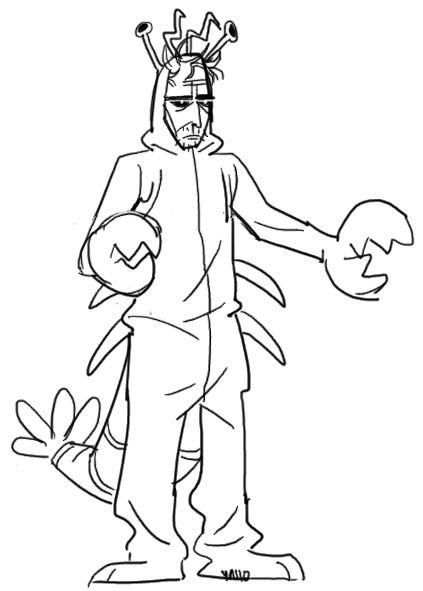 somone told me to drw him in a lobster suit 😦 