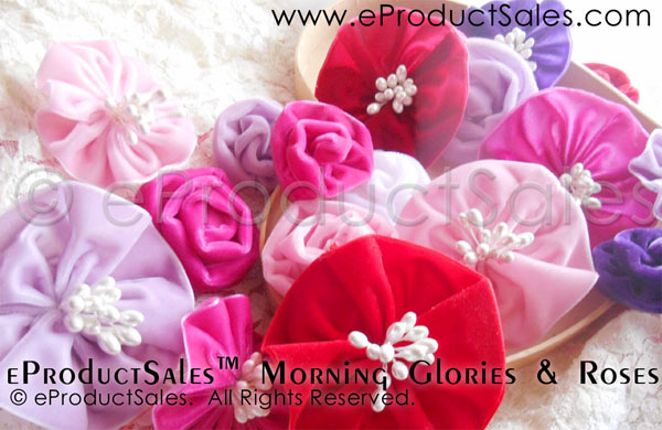 eProductSales's tweet photo. Beautiful Handmade Morning Glories and Roses, perfect for Valentines Day Gifts &amp; Celebration!

Available on our Website: https://t.co/vvuj4Rk9eE

These Ribbon Flowers are handmade in our Studio with Velvet Ribbon.

#fiberart #hairclips #roses #redroses #valentines #Valentines2020 https://t.co/86FurZz17N