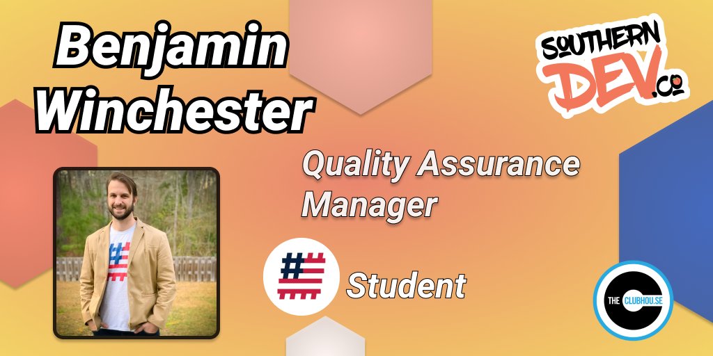 SoDevCon's tweet image. We are excited to have Benjamin Winchester speaking this year. His background as an Army vet, quality assurance manager and recent @vetswhocode grad gives him a unique perspective on learning tech, and building a career. 

Get your tickets  @_Clubhouse!
buff.ly/374rMSp