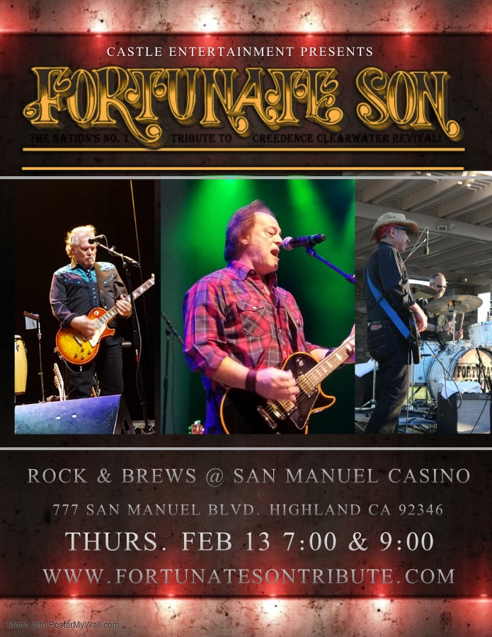 FortunateSonCCR's tweet photo. Coming up this Thursday night at Rock &amp; Brews @ San Manuel Casino. Two FREE shows 7:00 &amp; 9:00
table reservations suggested: 909-425-4838
#fortunateson #rockandbrews #sanmanuelcasino https://t.co/ifxCytgzkh