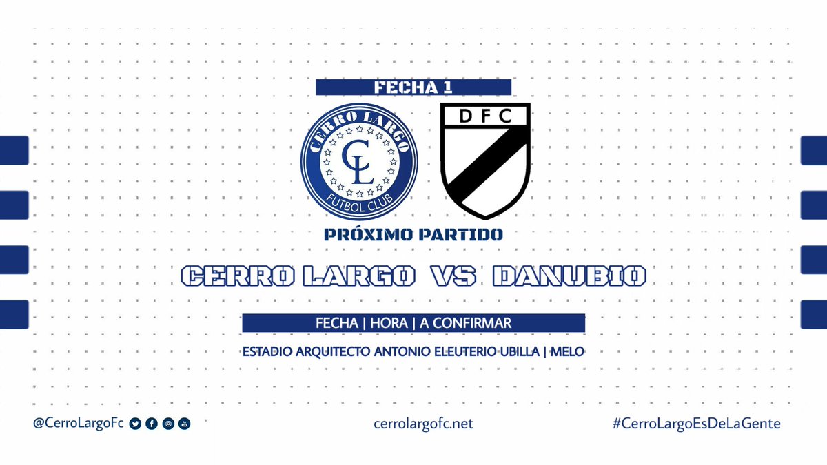 CerroLargoFc's tweet photo. #PrimeraDivisón2020

🏆 @CampeonatoAUF
Fecha #1 

@CerroLargoFc vs @DanubioFC

📆⌚ A confirmar!!
Estadio Ubilla

#CerroLargoEsDeLaGente https://t.co/f4AQ0uCGK7