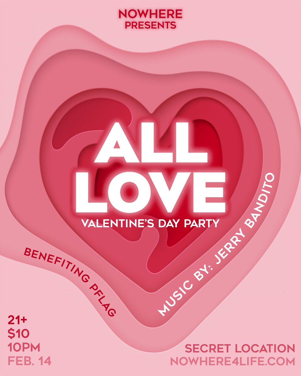 jerrybandito's tweet photo. Nowhere is back and we’re excited af to be your wingman again!

This Valentines Day - 02/14
💘 Secret Portland Location 💘

To receive venue information RSVP at https://t.co/uGFF19c2Ma - Details will be released 24 hours before the event

See you on the other side bb 💖🚪💖 https://t.co/dPQMBFTIAS